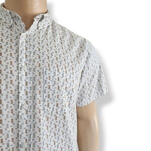 Hype White, Gray & Brown Geometric Patterned Shirt Size XL